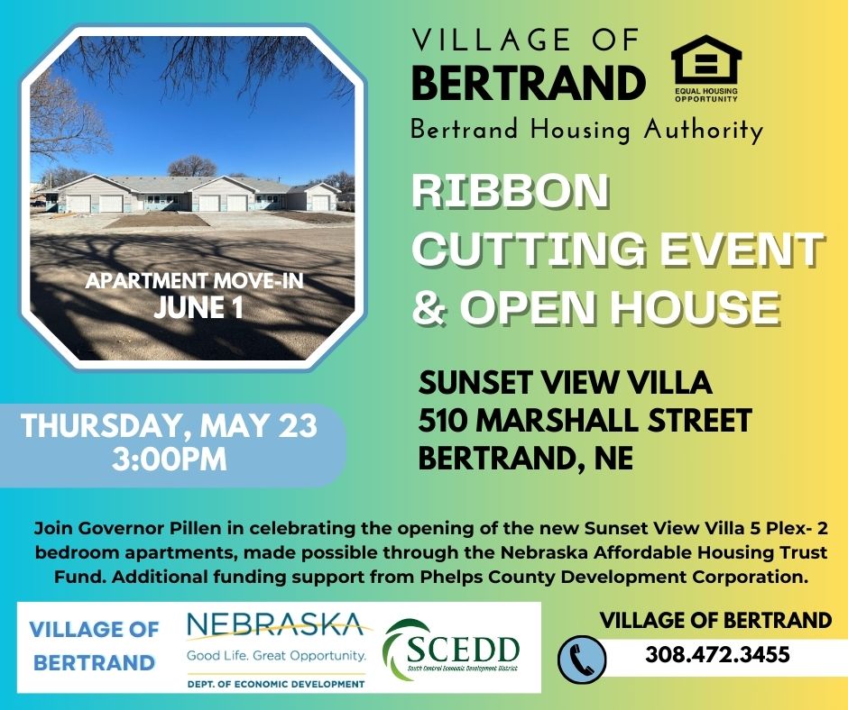 Thumbnail for Governor Pillen Will Visit Bertrand May 23 To Celebrate New Housing